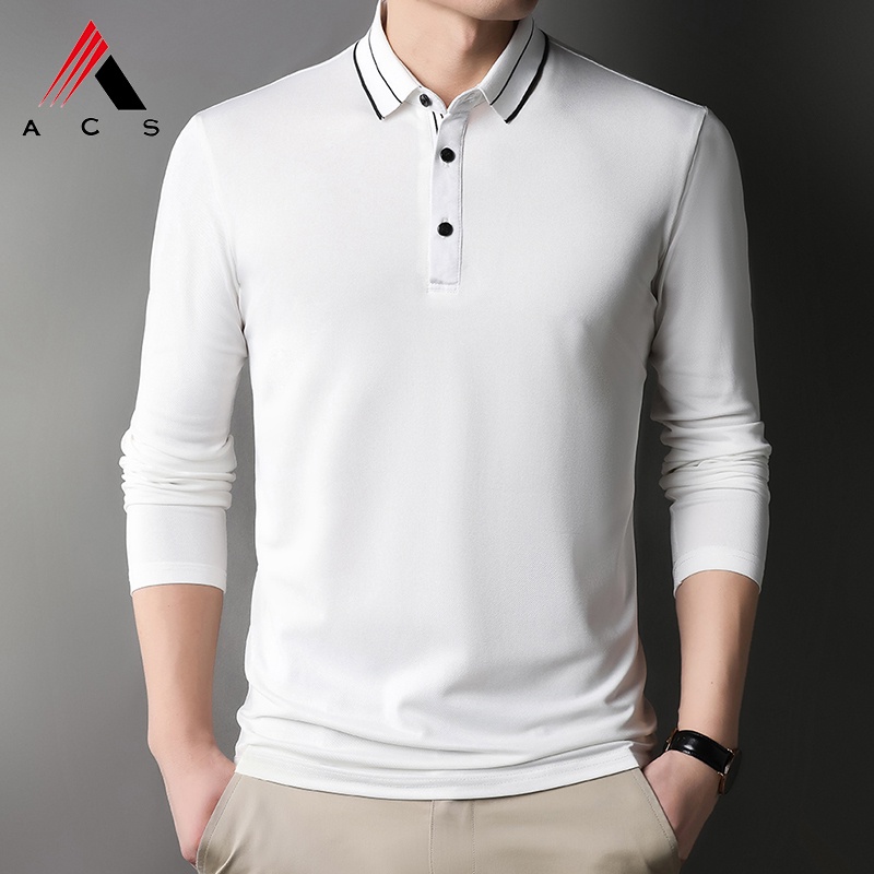 Áo polo Dài Tay Thêu Họa Tiết 6 Màu Lựa Chọn Dành Cho Nam