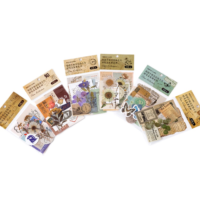 Sticker vintage và giấy nền retro  set 15 tờ trang trí điện thoại sổ tay thẻ làm đồ DIY bullet journal...HD124-K61