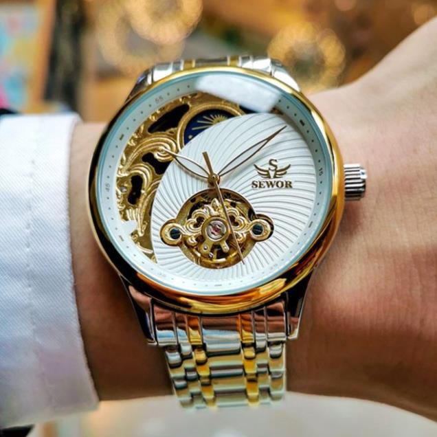 Đồng Hồ Cơ Nam Tự Động AUTOMATIC Chính Hãng Sewor Dây Thép Đúc Đặc Cao Cấp Thời Trang Sang Trọng Đẹp Giá Rẻ