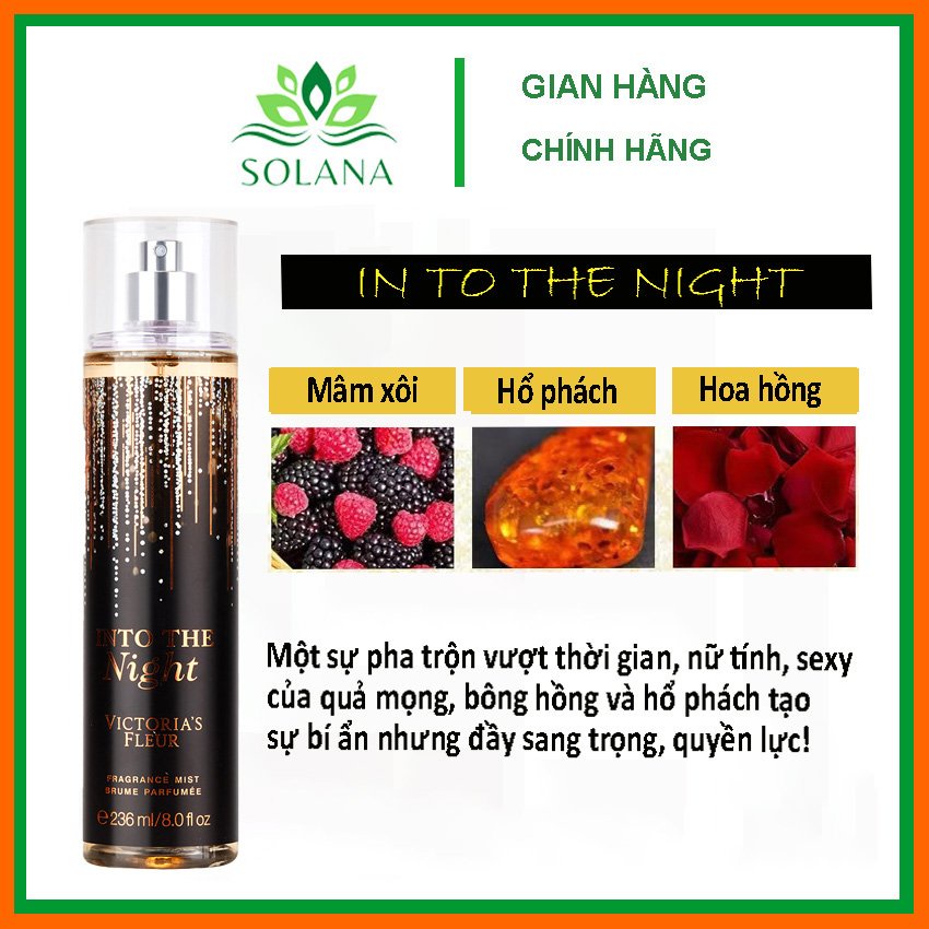 [NỘI ĐỊA TRUNG] Xịt Thơm Toàn Thân INTO THE NÌGHT&amp; A THOUSAND WISHES 236ML, Body Mist Unisex, Nước Hoa Thơm Lâu SOLANA