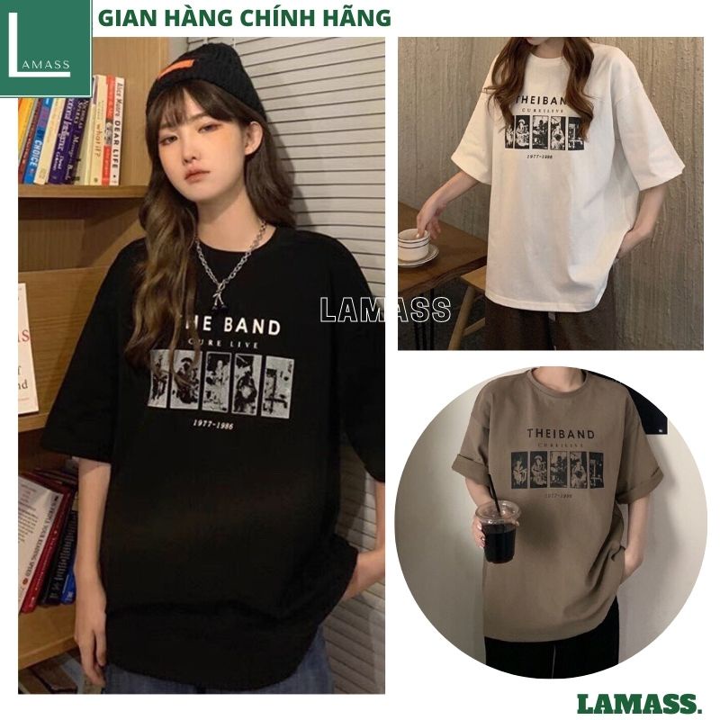 Áo thun cộc tay chất cottong in chữ THE BARN co giãn 4 chiều form to dấu quần unisex -LAMASS