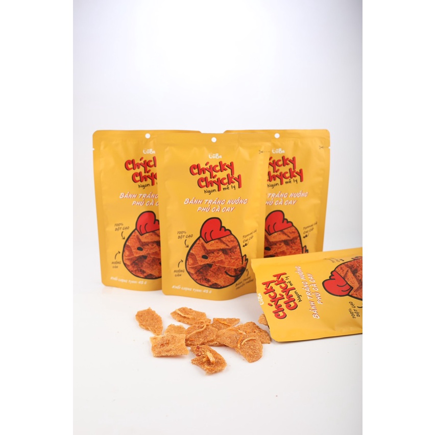 Snack Bánh Tráng Nướng Phủ Gà Cay Chycky Chycky Cô Ba 45g đồ ăn vặt,mồi nhậu ngon,giá rẻ cho dân văn phòng