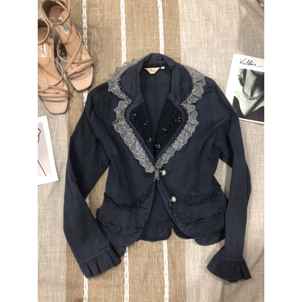 Pass áo khoác vest/ blazer dáng ngắn tay kiểu lolita