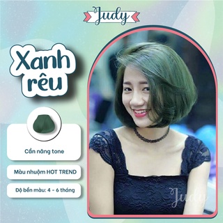 Thuốc nhuộm tóc màu xanh rêu + tặng kèm trợ nhuộm và gang tay |Judyhairs