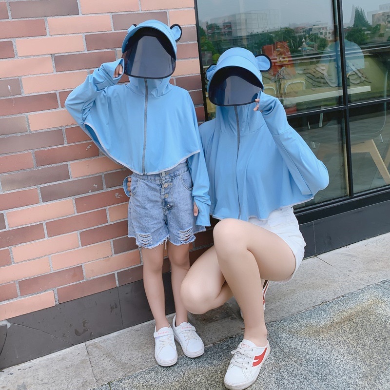Áo chống nắng cánh dơi nữ dáng ngắn/ Áo chống nắng thông hơi chất thun lạnh cho mẹ và bé