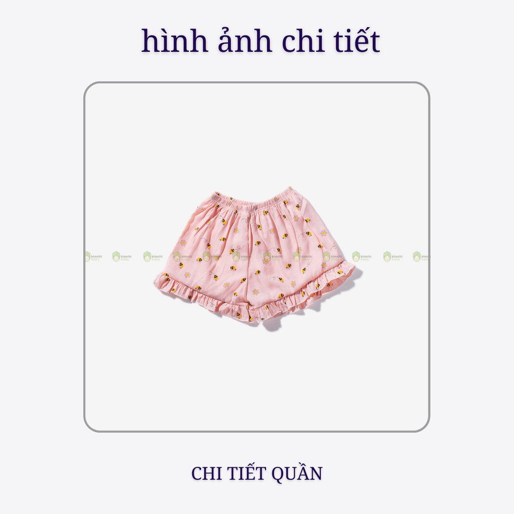 Set Bộ 2 Dây Bé Gái Vải Thô Đũi Mềm Mát Hoạ Tiết Hoa Quả Dễ Thương, Bộ Quần Áo Cho Bé Mặc Hè CK28