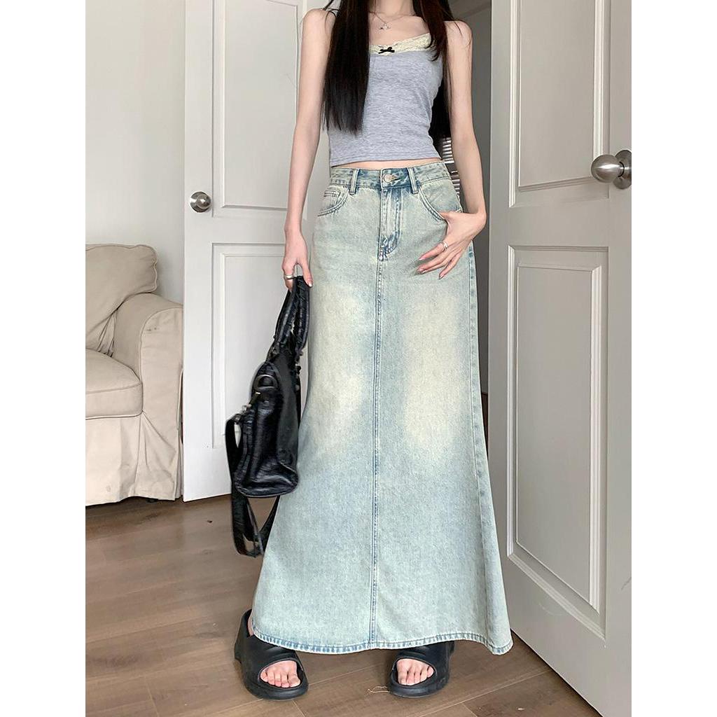 Chân Váy Denim Đuôi Cá Lưng Cao Phong Cách Retro Thời Trang Hè 63918