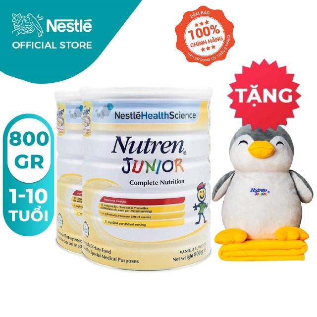 [Tặng 1 Bộ Gối Mền Chim Cánh Cụt] Combo 2 lon Sữa bột Nutren Junior 800g/lon