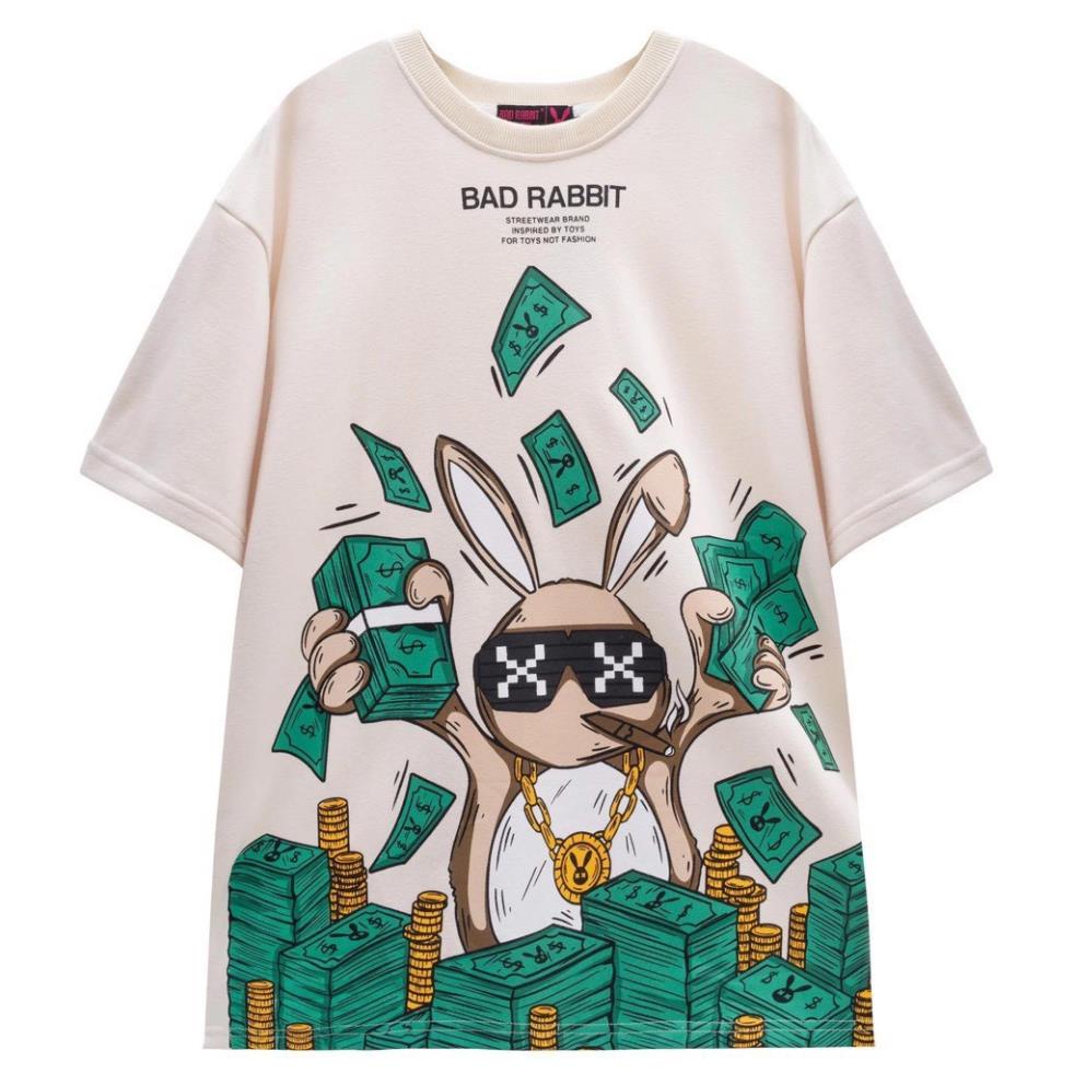 Áo Thun BAD RABBIT Thỏ DOLLA , Tee Áo Phông Local Brand Bad Habits Money Tay Lỡ Habit Club Full Tag Freesize HLT SHOP