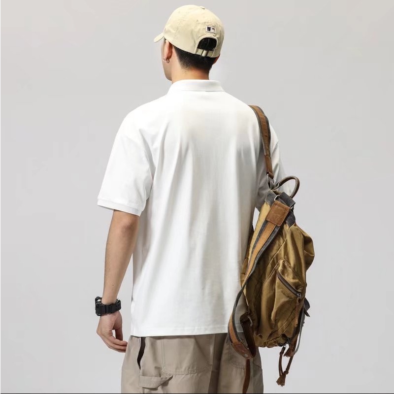 Áo Thun Polo Tay Ngắn Dáng Rộng áo thun nam có cổ In Chữ Đơn Giản áo polo Thời Trang áo phông polo nam Hàn Quốc áo thun có cổ nữ