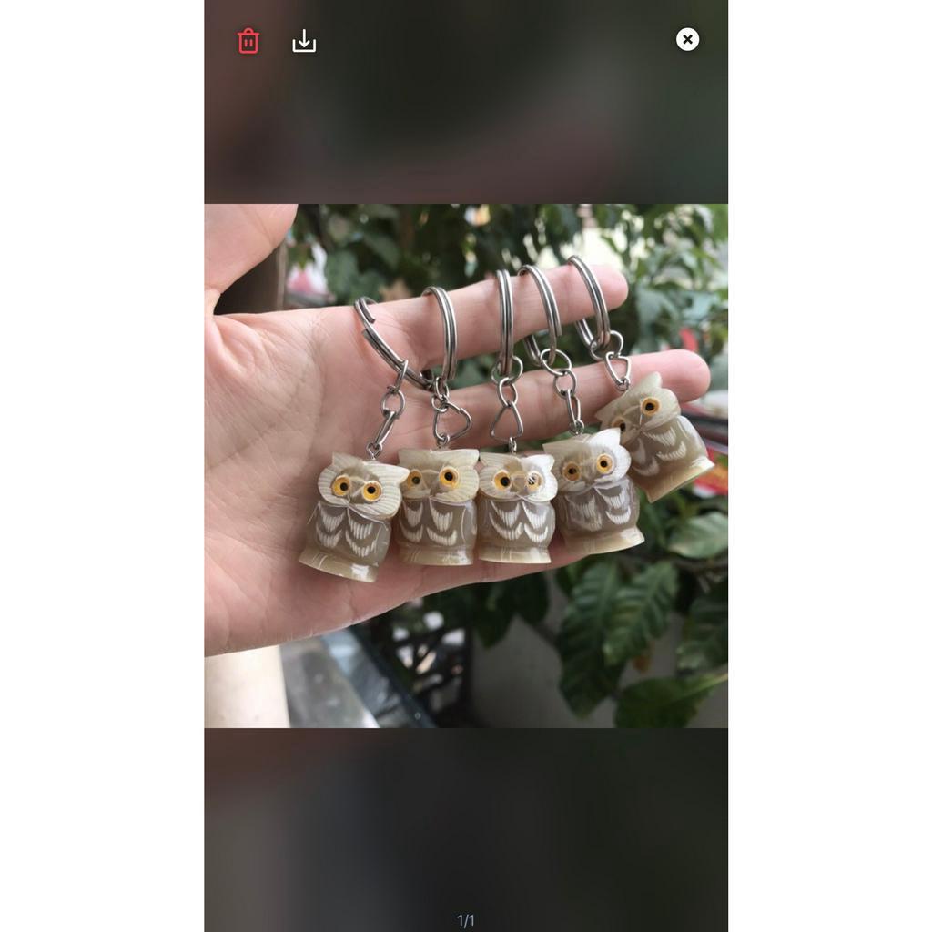 Móc Treo Chìa Khóa Bằng Sừng Hình Cú Mèo HAHANCO - OTH012