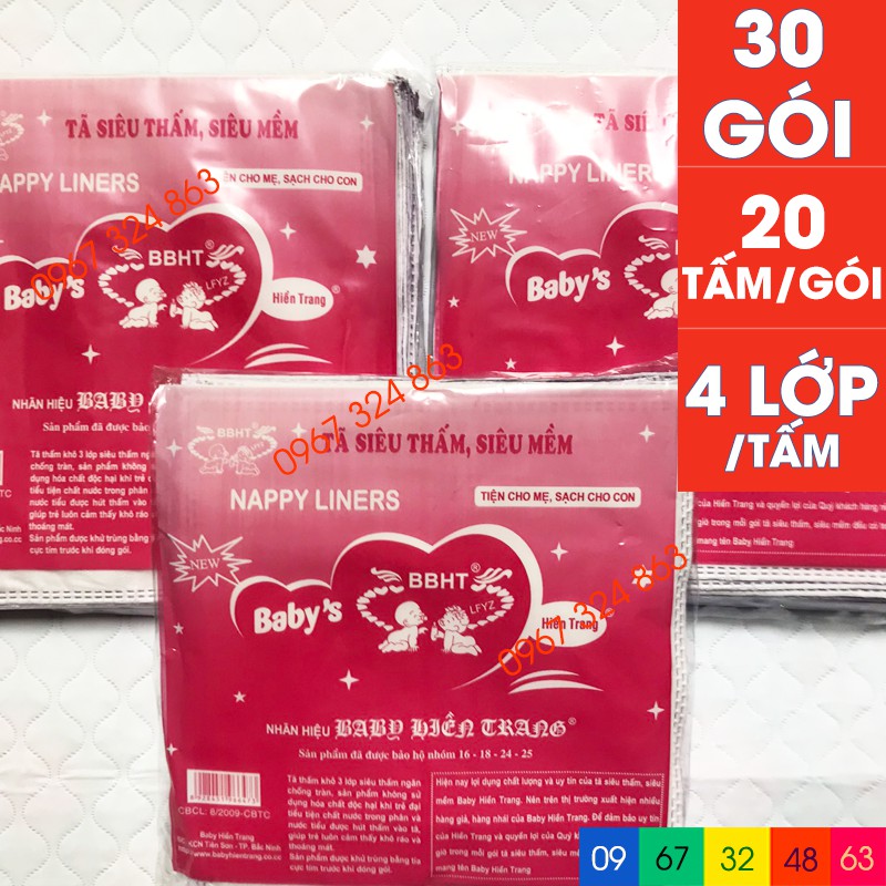 Bộ miếng lót phân su BABY HIỀN TRANG 4 lớp 30 gói