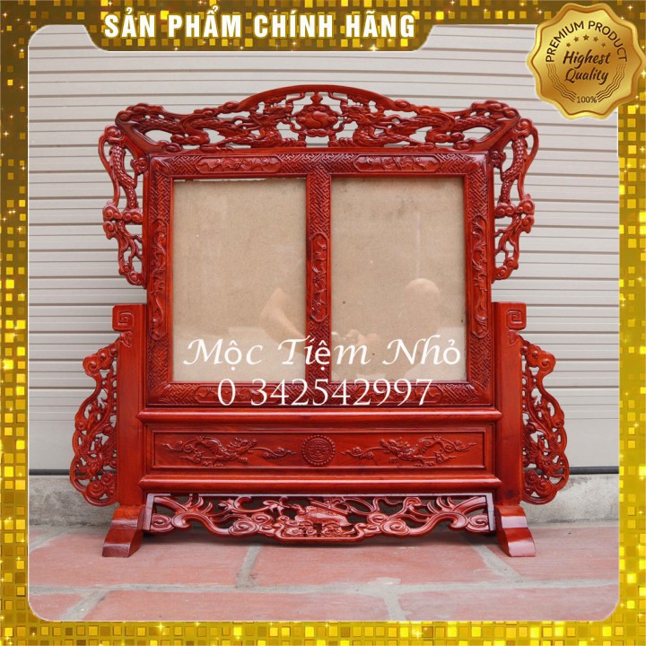Khung hình thờ tứ linh đôi 2 hình thờ gỗ hương giá rẻ cỡ ảnh 21x31