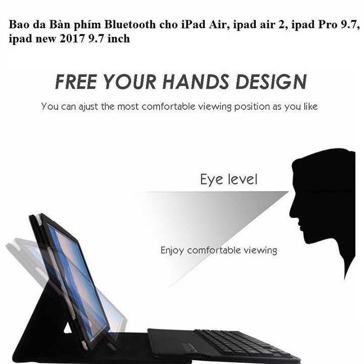 [Siêu Hot] Bàn phím bao da Bluetooth Bản Nâng Cấp PRO cho iPad Air, Air 2, Pro 9.7, 2017, 2018 bán rẻ đã