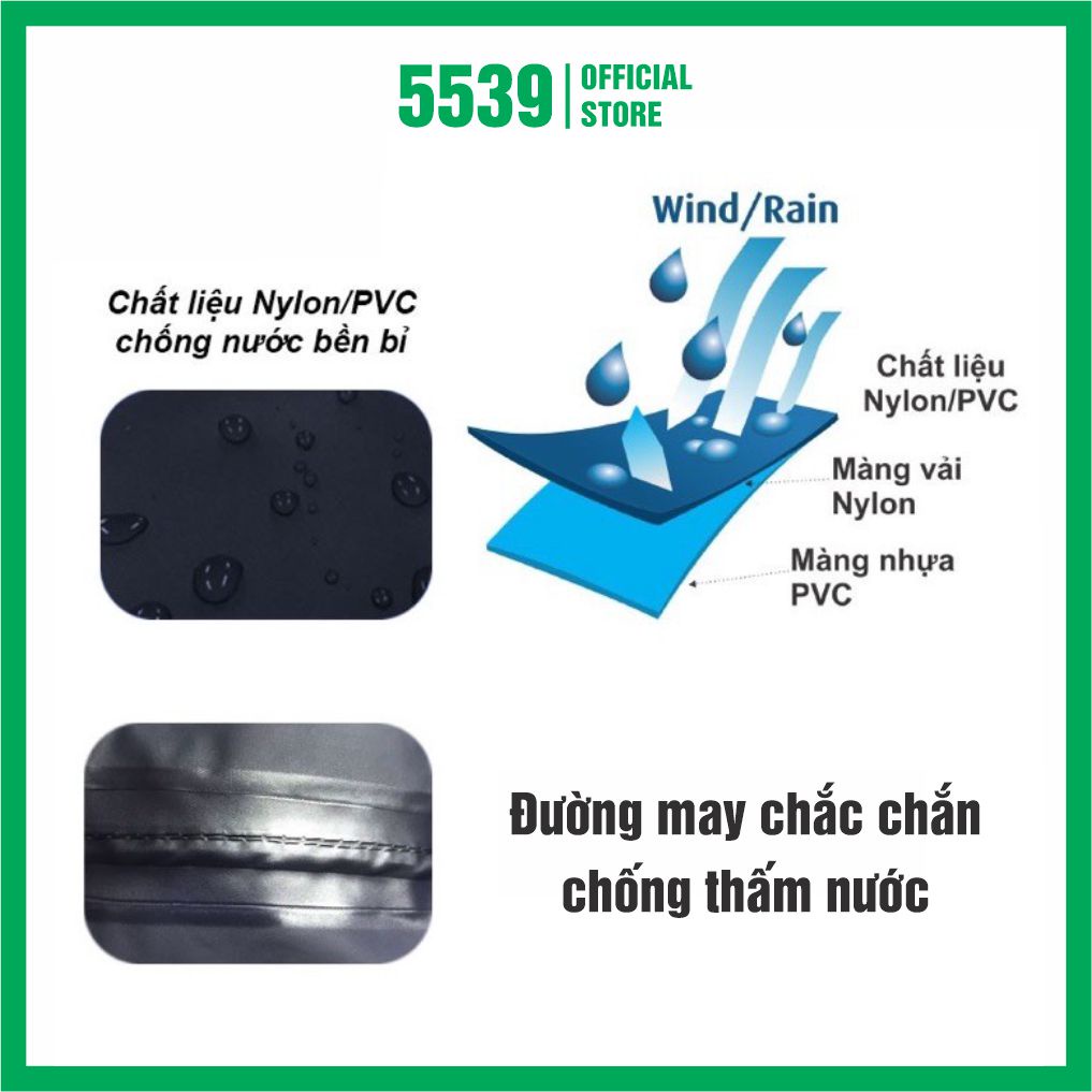 Áo mưa bộ người lớn cao cấp chất liệu nylon PVC có phản quang chống thấm nước tốt thích hợp mọi lứa tuổi - Shop 5539