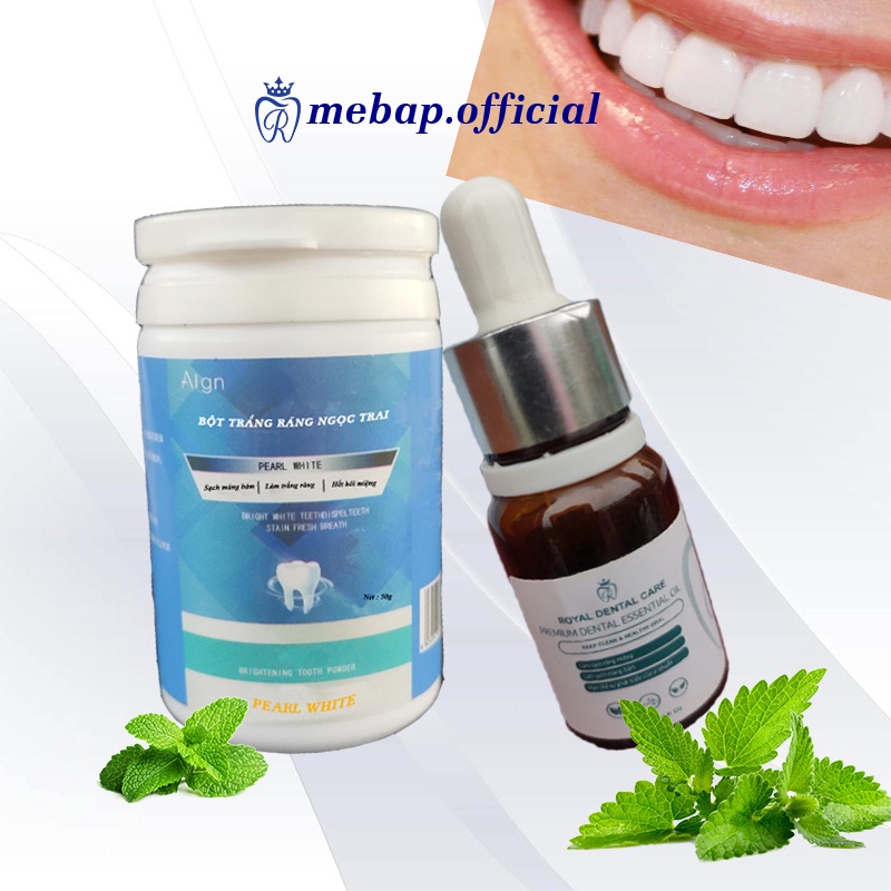 [Combo] Bột trắng răng PEARL, tinh dầu răng miệng Dental Care giúp răng trắng sáng tự nhiên hơi thở thơm mát