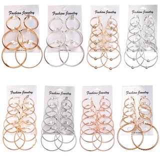 Set bông tai tròn mạ vàng thời trang cho nữ