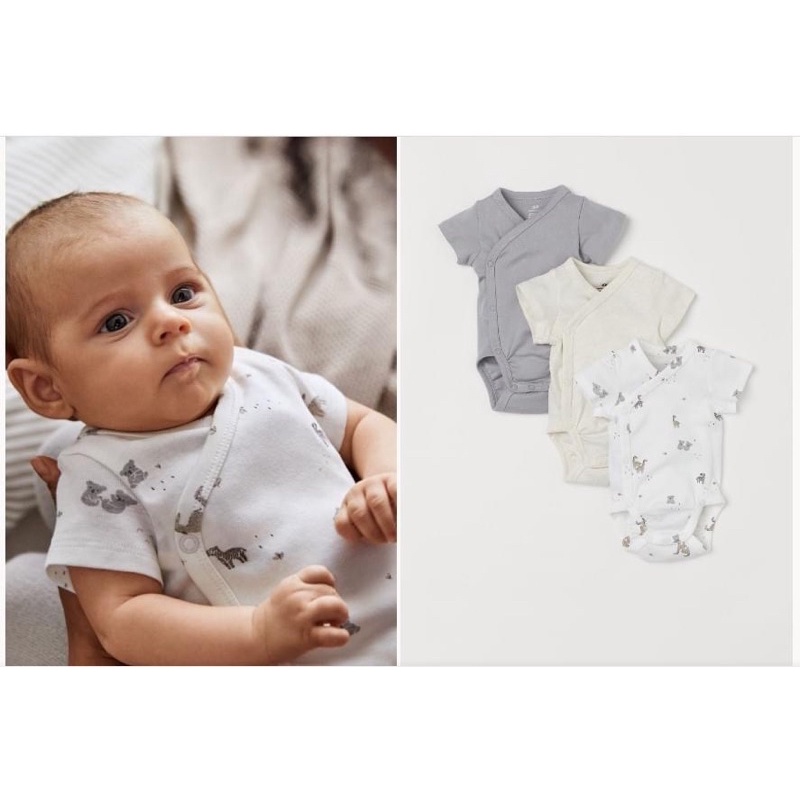 Set 3 bodysuit cài chéo tay ngắn chất đẹp