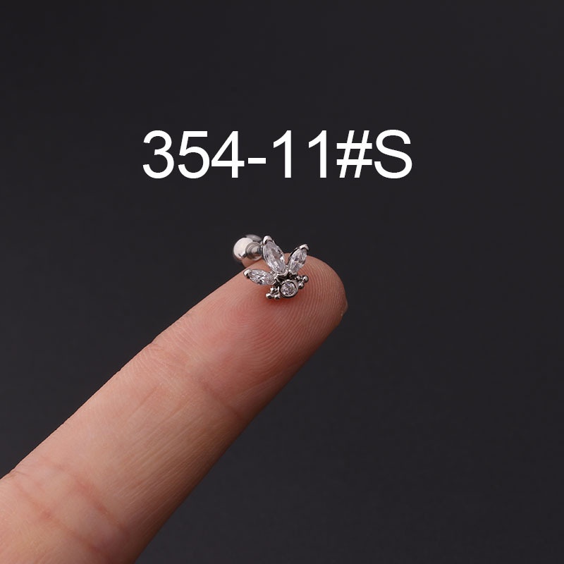 Khuyên Tai Đinh Tán Bằng Thép Không Gỉ Đính Đá Zircon 16g