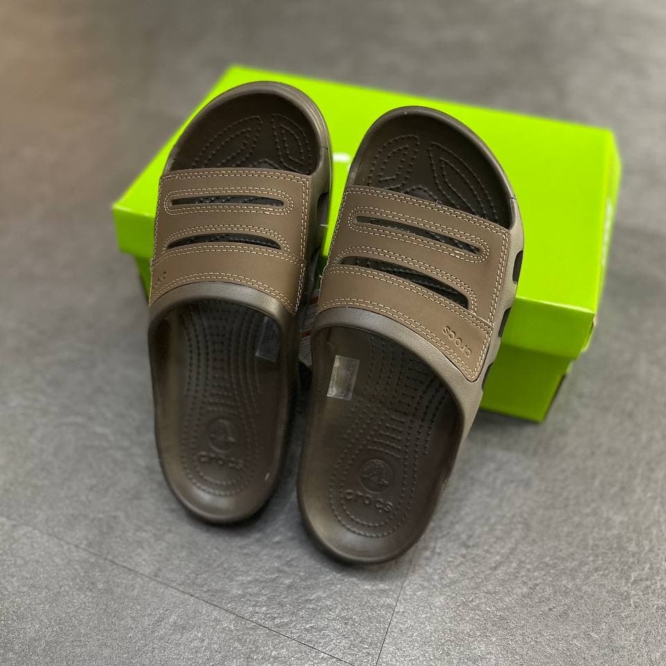 Crocs - Dép Quai Ngang Yukon Mesa 2 Slide, size 39-44, nhựa đúc nguyên đôi phối da, mẫu mới 2022 - pb109