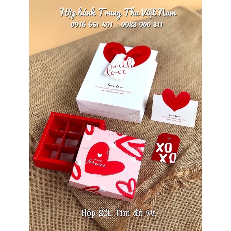 Hộp đựng socola (chocolate) 9 viên, 12 viên, 16 viên, 24 viên, túi giấy & Thiệp