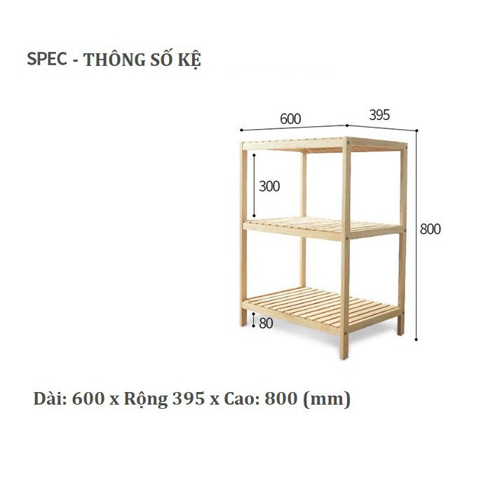 KỆ GỖ ĐỂ LÒ VI SÓNG 3 TẦNG - GỖ THÔNG NHẬP KHẨU - SIZE 60 X 80 CM | BigBuy360 - bigbuy360.vn