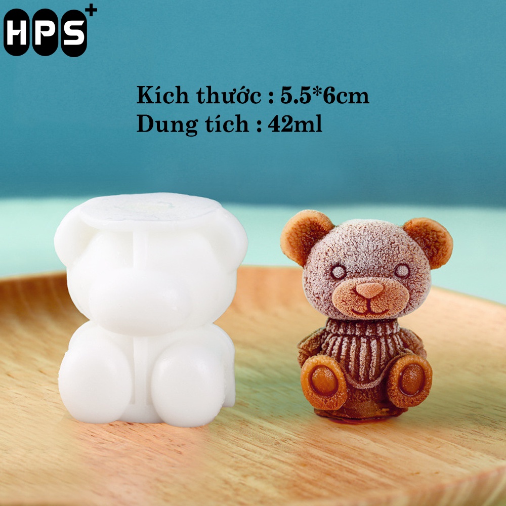 Khuôn làm đá hình gấu Teddy cute, chất liệu silicon cao cấp an toàn sức khỏe