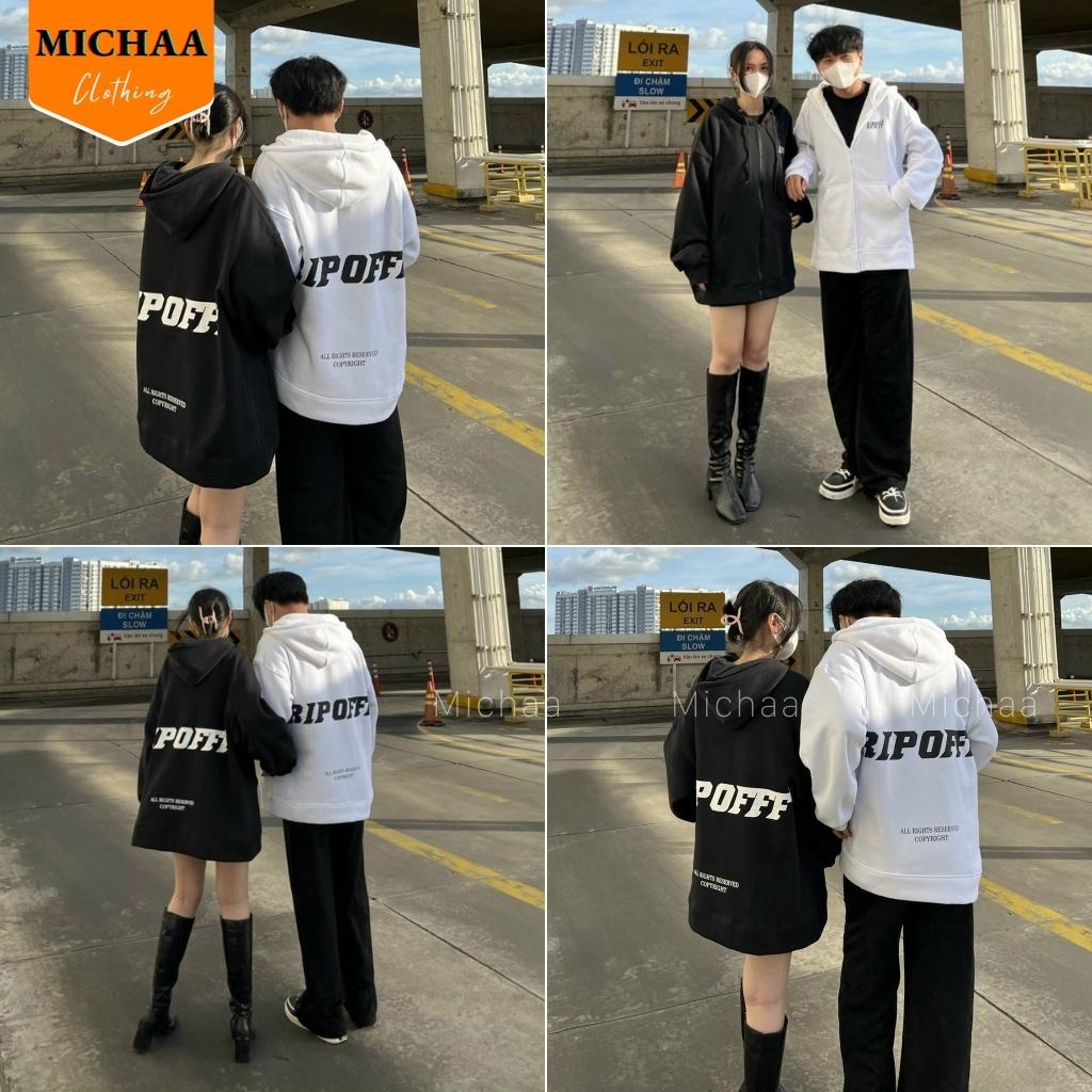 Áo Khoác Nỉ Hoodie RIPOFFF Nam Nữ Ulzzang Unisex Dây Kéo Form Rộng - MICHAA
