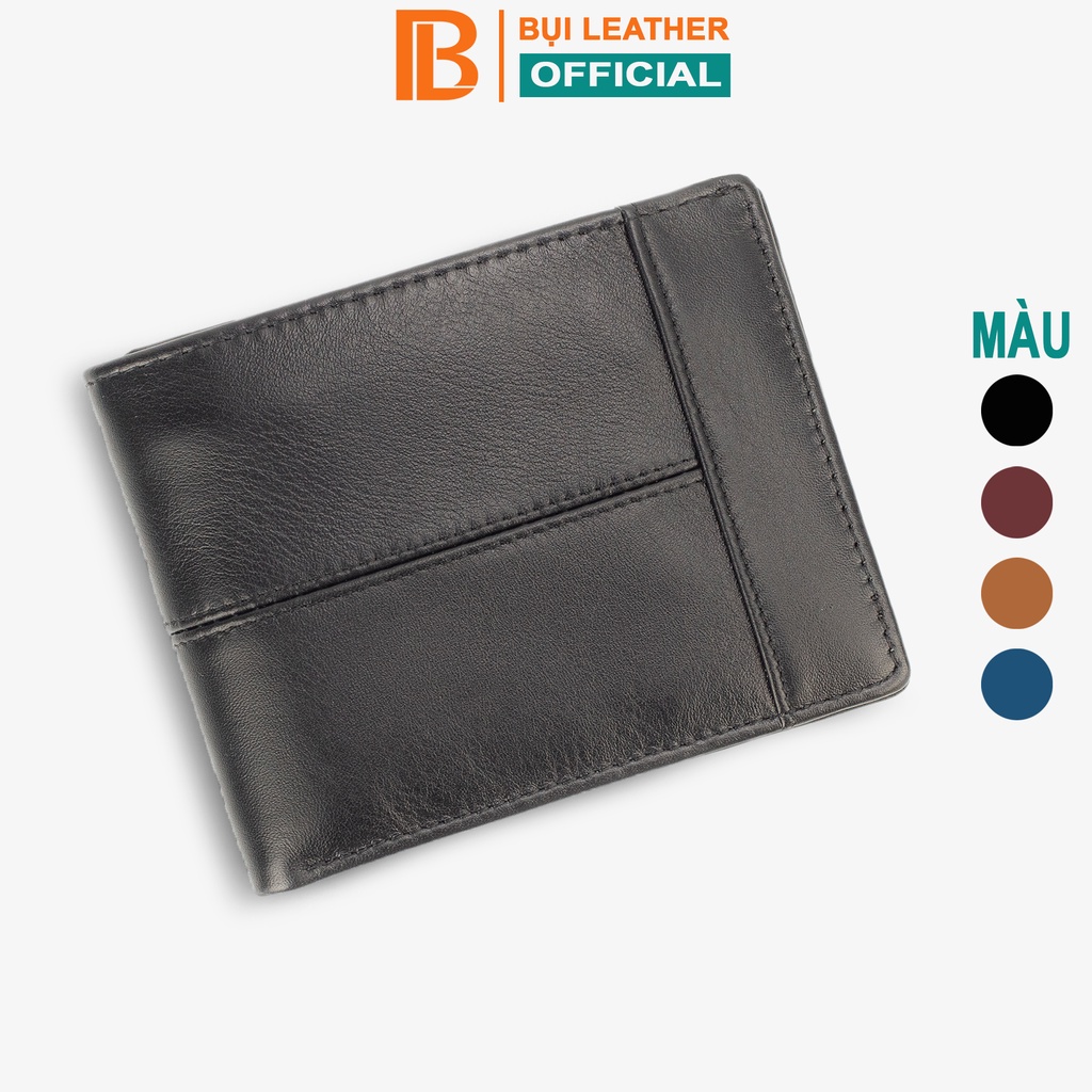 Ví da nam V106 cao cấp Bụi Leather da bò Nappa chỉ kẻ, full hộp làm quà tặng bảo hành 24 tháng