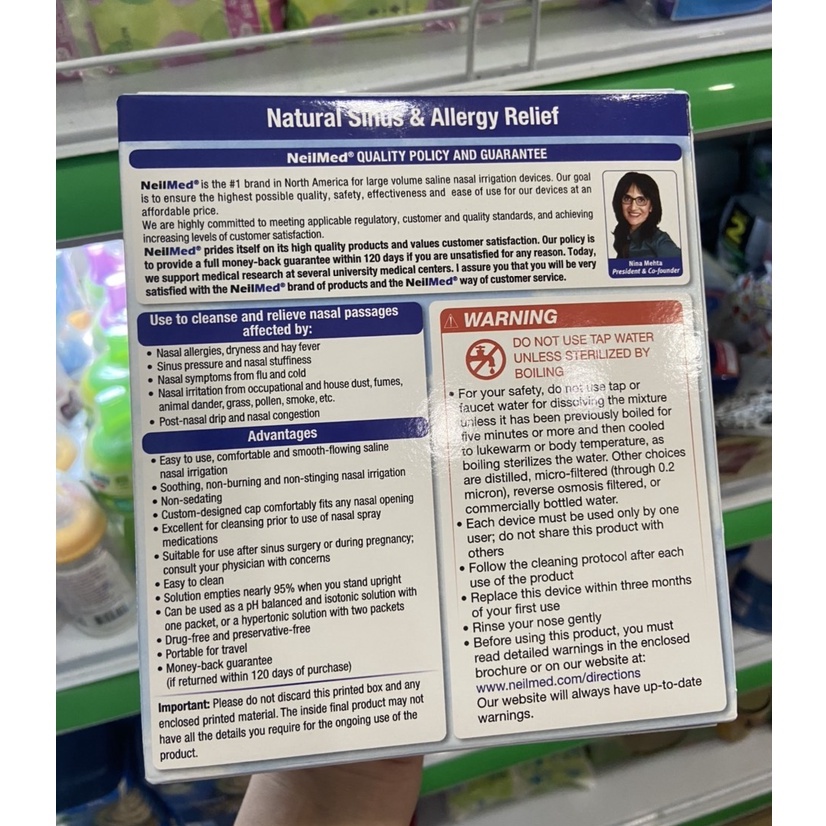 [TÁCH LẺ] Muối sinh lý rửa mũi Neilmed Sinus Rinse hàng Mỹ