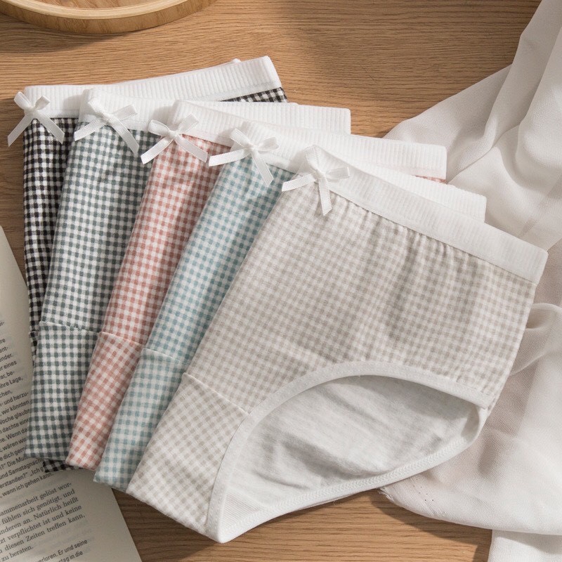 Quần lót kẻ caro cotton nữ cao cấp dễ thương.