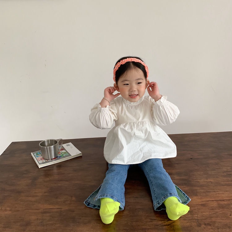 Quần Jean Ống Loe Co Giãn Thời Trang Hàn Quốc Cho Bé Gái