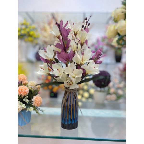 Chậu hoa giả, bình hoa lụa trang trí decor, làm quà tặng
