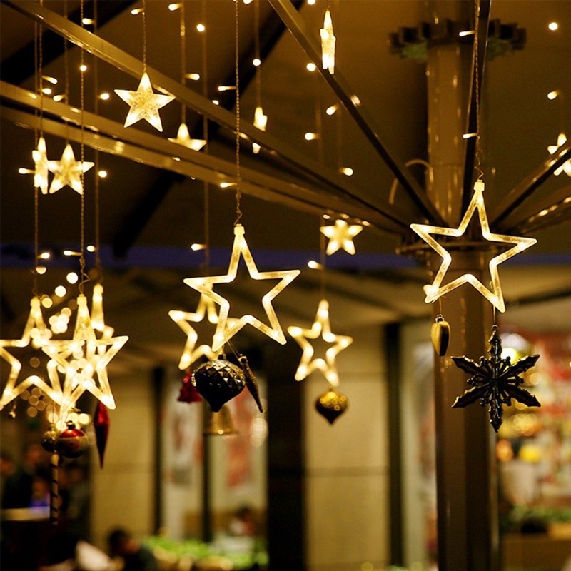 Đèn Nháy Mành thả hình Trăng, Sao, bóng banh, Đèn LED decor phòng, trang trí ngoài trời chống thấm nước