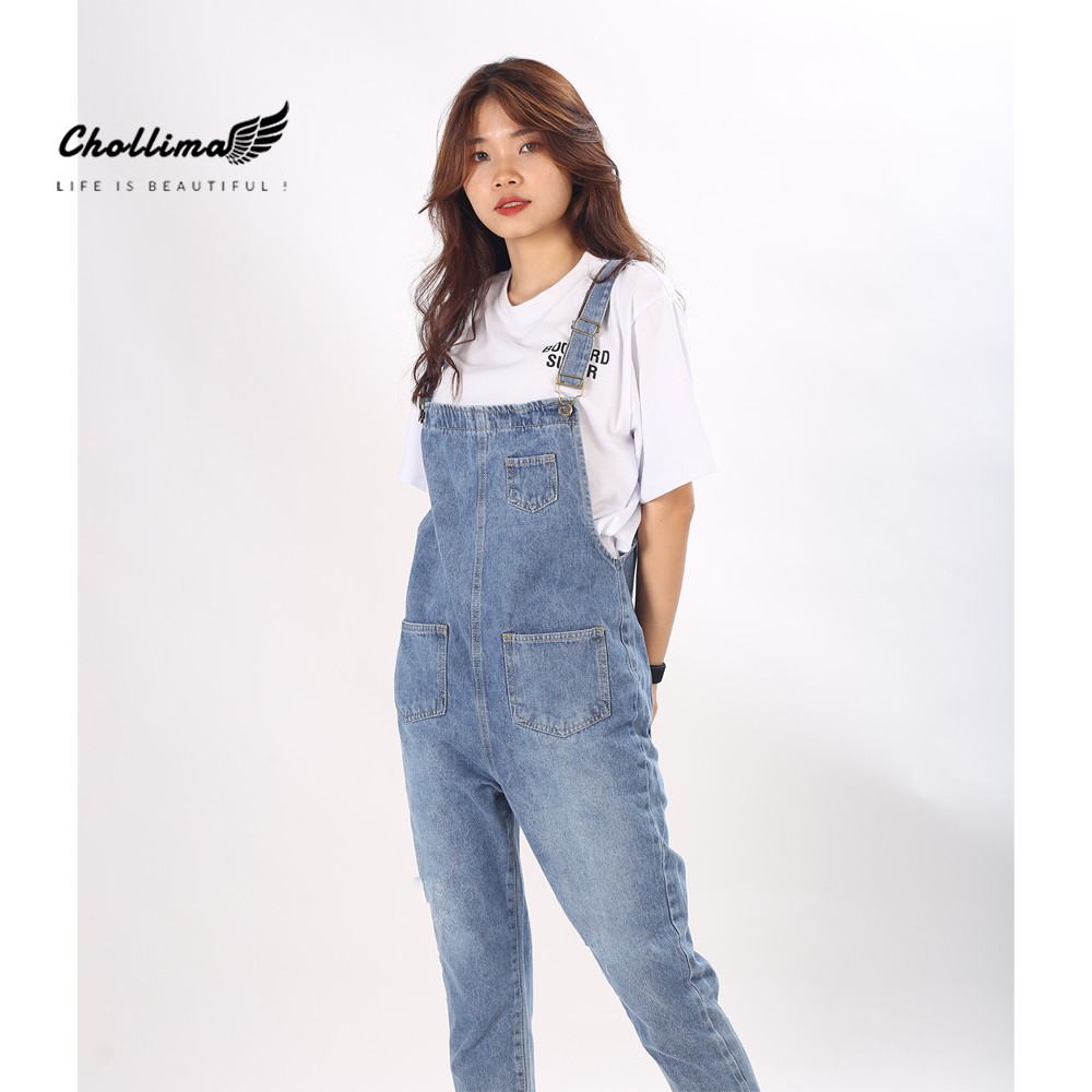 Yếm jeans dài trơn Chollima YJ001 phong cách hàn quốc