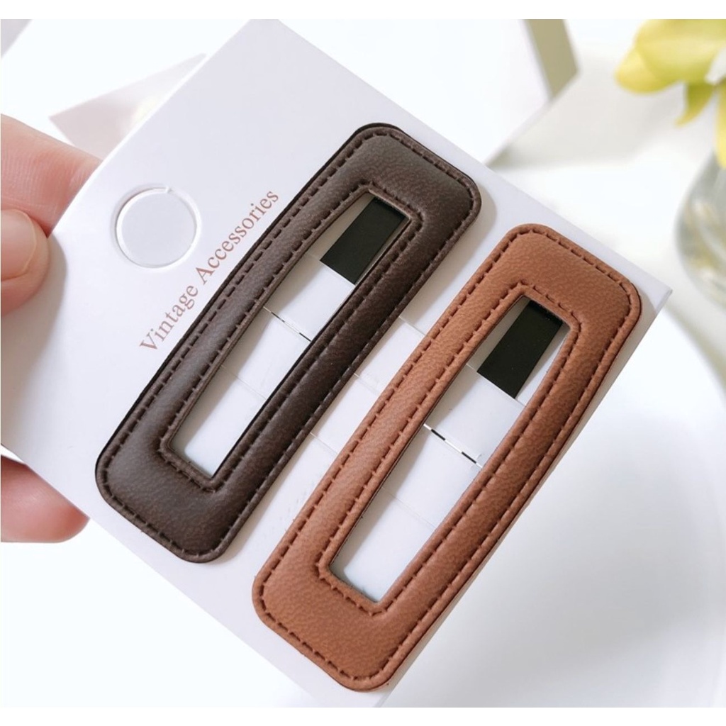 Kẹp mái hình chữ nhật chất liệu da phong cách cổ điển K143