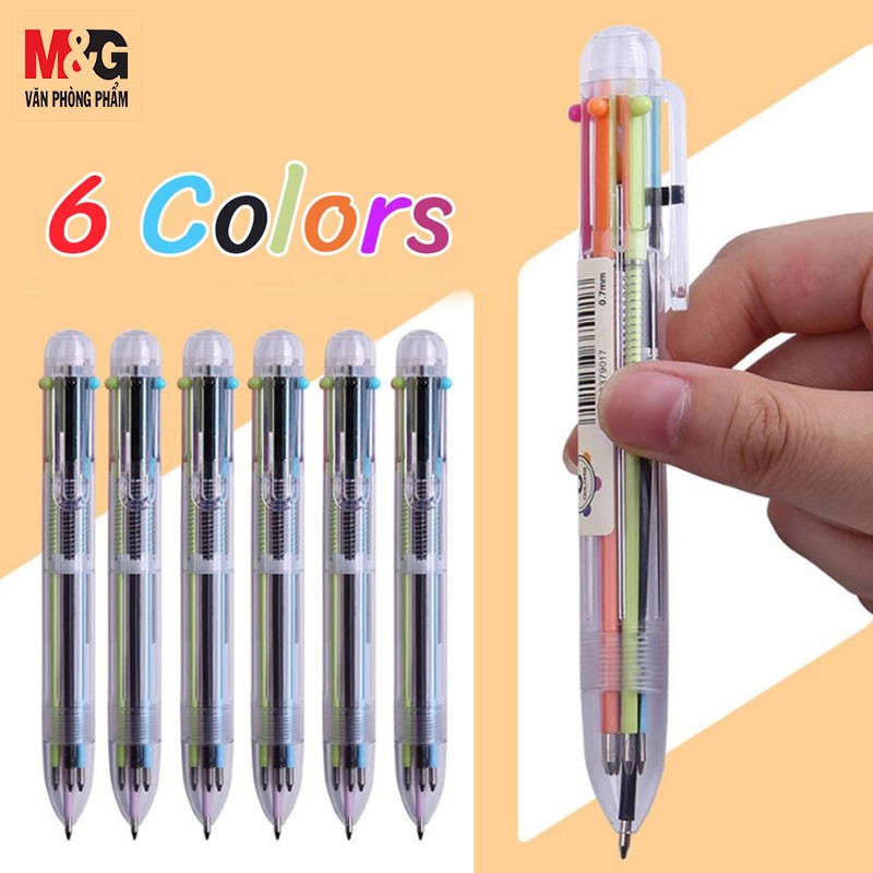 Bút bi bấm M&G  ABPV6101 có 6 ngòi 6 màu ngẫu nhiên