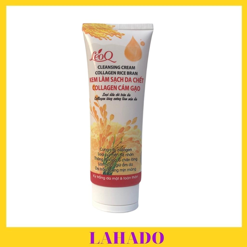 Tẩy tế bào chết body, mặt, toàn thân trắng da LeoQ collagen cám gạo 100ml