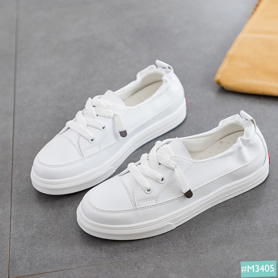 Giày Bata Nữ Trắng Slip On MINSU M3405 Phong Cách Giày Thể Thao Sneaker Lười Nữ Hàn Quốc Tối Giản Khi Mix Đi Học Đi Chơi