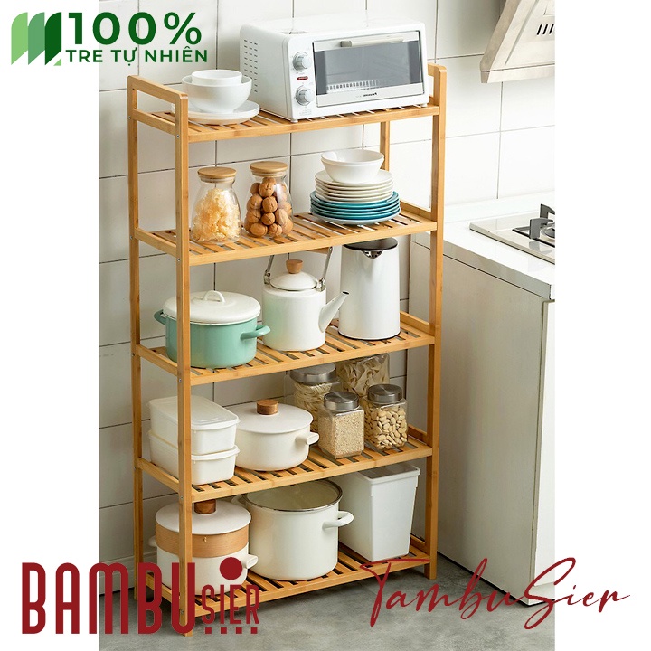 Giá kệ gỗ tre nhiều tầng để đồ đa năng