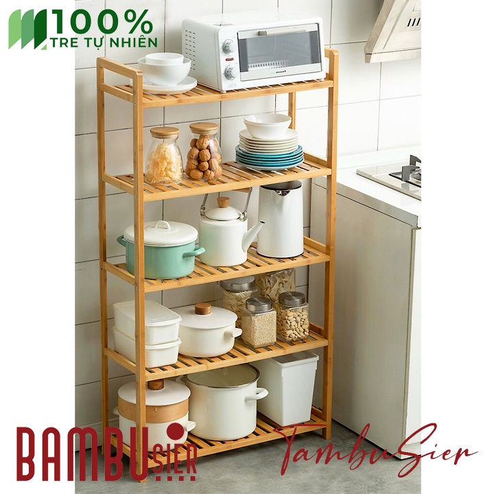 [BAMBOO] Kệ nhà bếp đa năng - kệ gỗ tre để lò vi sóng và đồ dùng nhà bếp, để sách trang trí phòng khách [VERONIA]