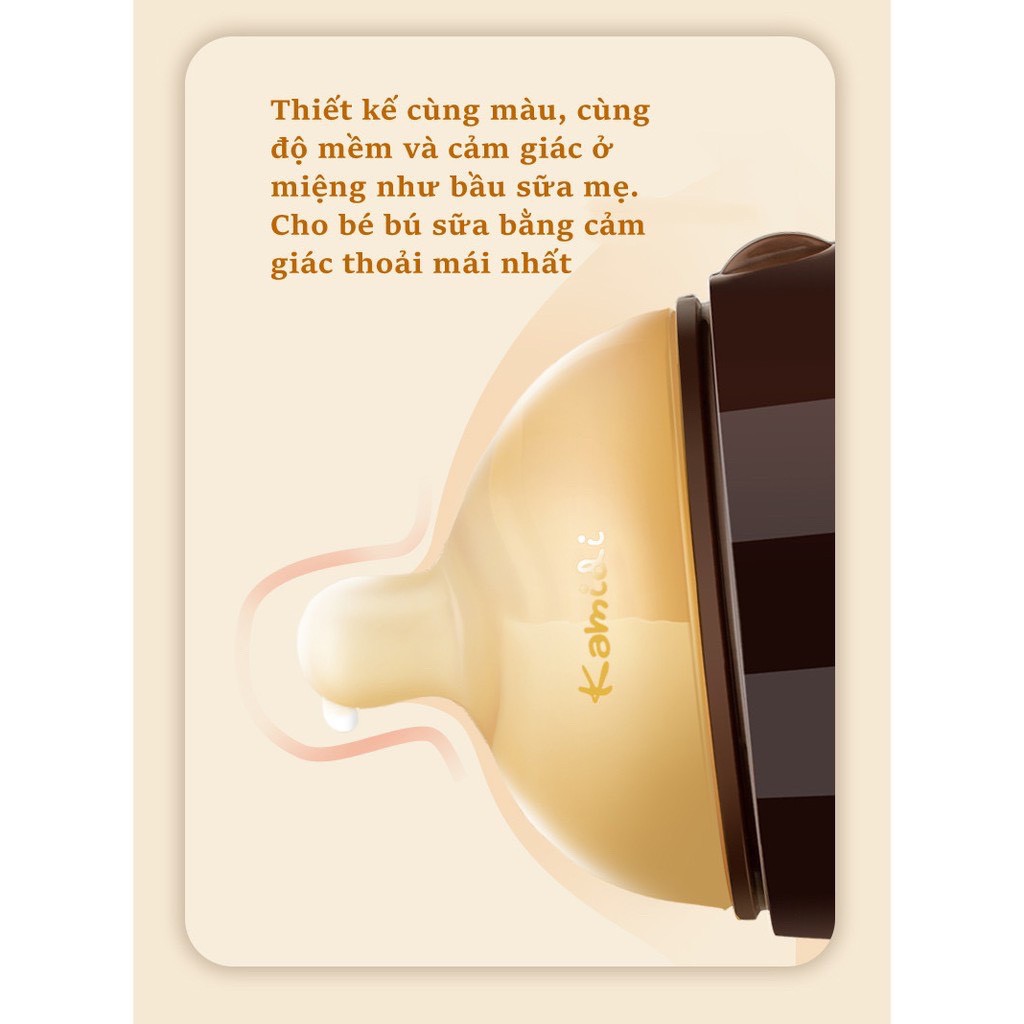 Núm sữa Kamidi cao cấp mô phỏng đầu ti mẹ xoay 360 độ không lo bị nhỏ giọt đảm bảo vệ sinh