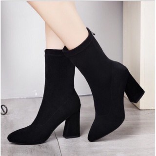 [BIG SALE] Boot Lửng Thu Đông Gót Vuông 7 Phân (Chất da lộn mềm)