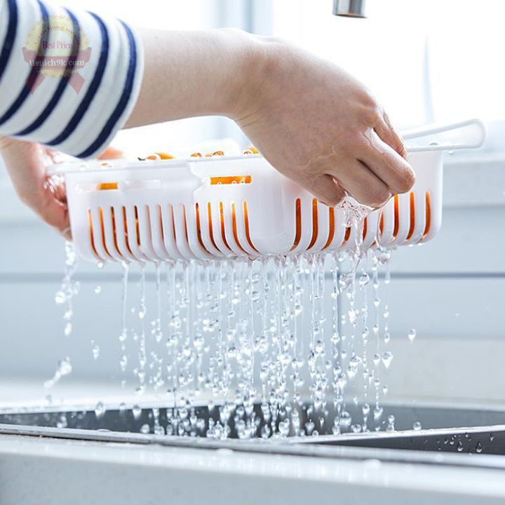 Khay đựng thức ăn cài gắn tủ lạnh kéo dài thu gọn tiết kiệm không gian