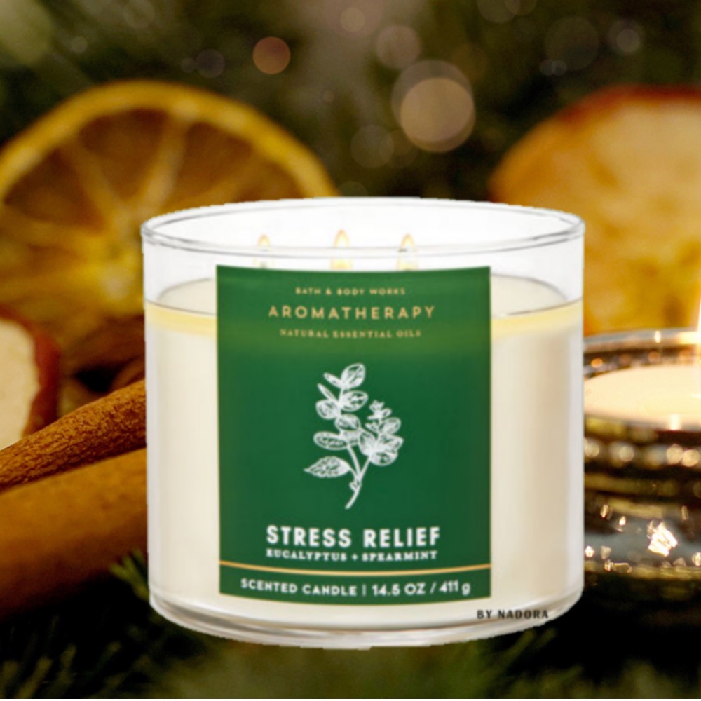 [BILL MỸ] Nến Thơm Thư Giãn Bath And Body Work WHITE BARN 3 Bấc Mùi STRESS RELIEF