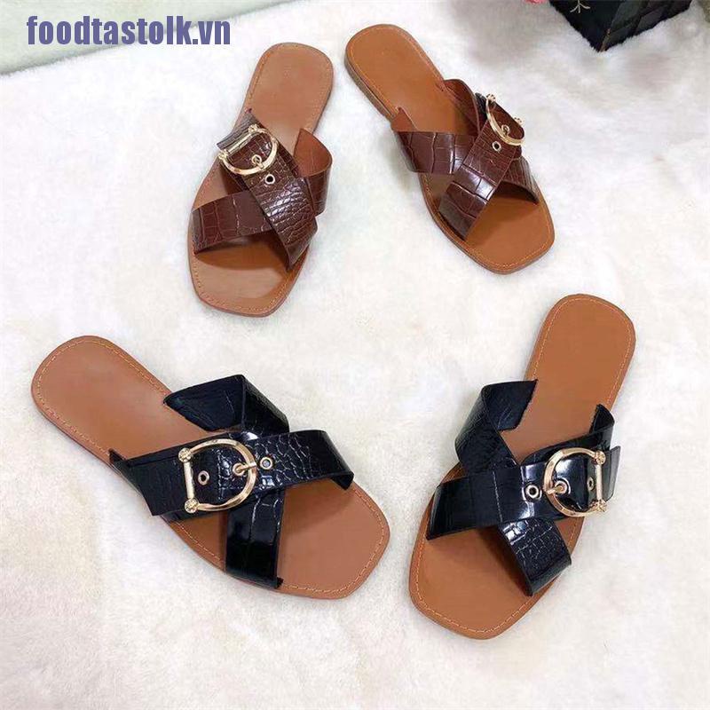 【stolk】Women‘s Shoes Fashion Open Toe Flat Sandals Outdoor Casual Slippers