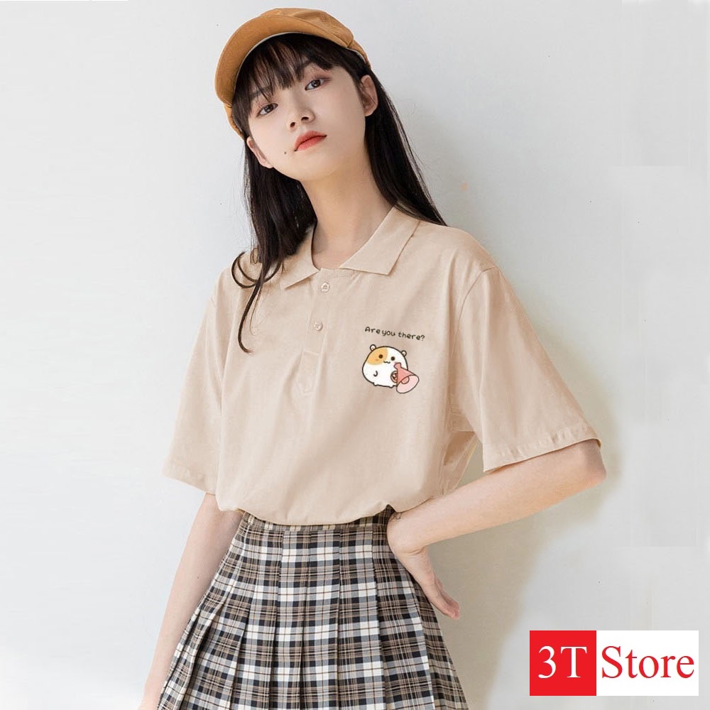 Áo Polo Nữ Freesize Form Rộng. Cotton Thấm Hút Mồ Hôi