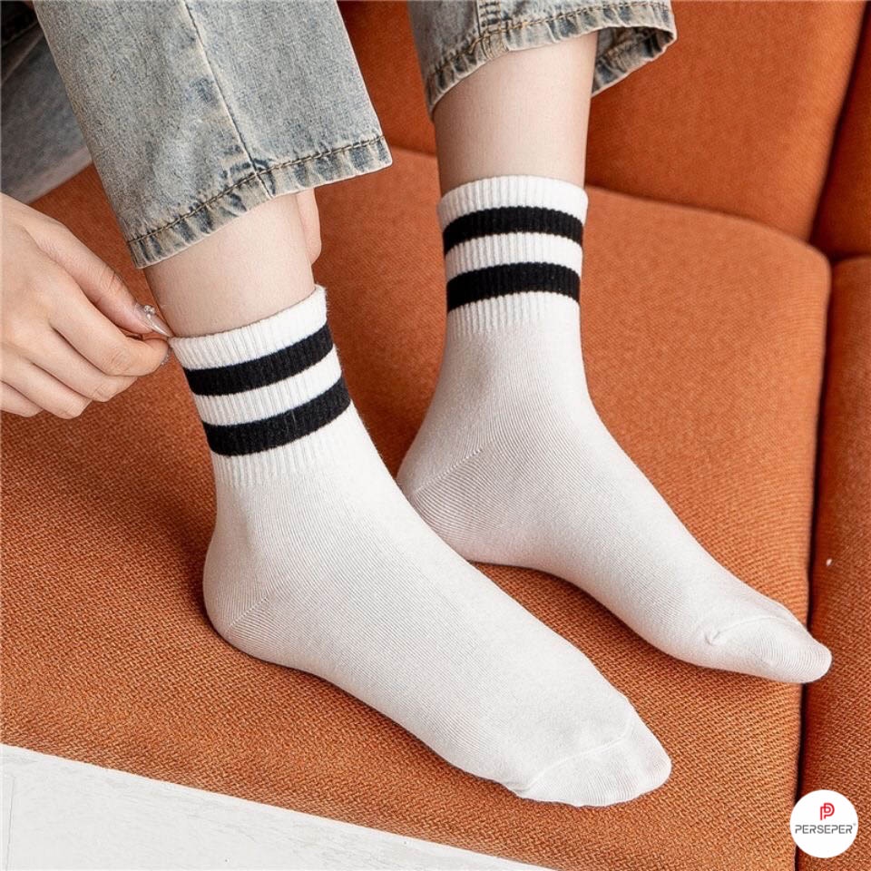 [Mã FAMARAL1 giảm 10K đơn 50K] Tất cổ cao nữ nam phong cách thể thao, set tất vớ nữ chất liệu vải co giãn bốn chiều