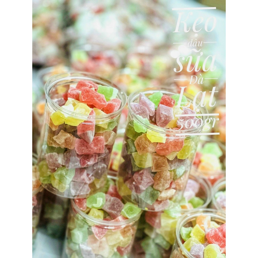 Kẹo dẻo sữa dâu Đà Lạt Lon 500gr - TỪ ĐƠN 50K,  Hàng ngon nhà làm