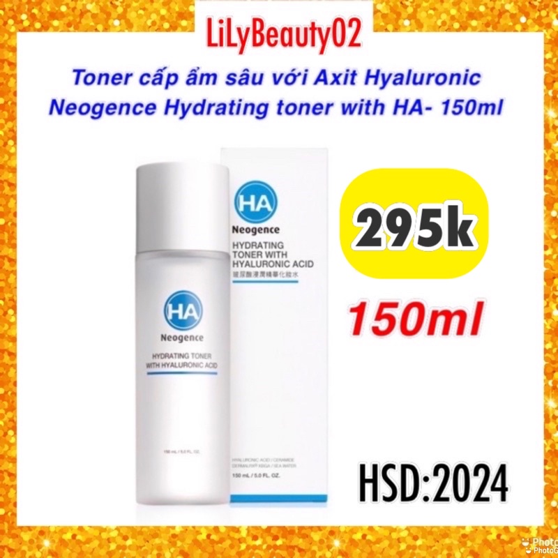 (Sẵn )Toner cấp ẩm sâu với Axit Hyaluronic Neogence Hydrating toner with HA- 150ml